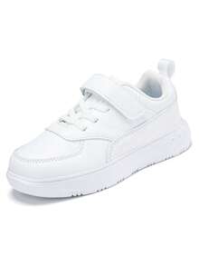 Kids' Casual Leather Surface Solid Color Sneakers, Fashionable & Versatile New Model Student Running Shoes