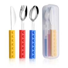 Bloques de construcción coloridos ensamblados ​ ​ Tenedores Cucharas Vajilla Estudiante Juego de Vajilla para Ensalada Apto para Herramientas de Cocina - Rojo - Ver 5