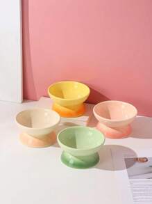 1pc Ombre Color Ceramic Cat/Dog Bowl With Raised Stand, Anti-Tilt Neck Protection Tilted Design Pet Bowl