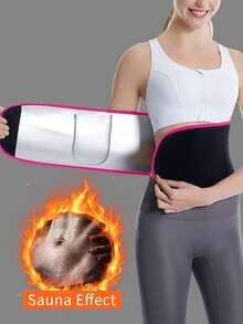 1pc Silver Ion Abdominal Slimming Belt, Women Waist Trimmer With Phone Pouch, Sauna Sweat Belt, Shapewear Waist Trainer Exercise Waist Belt Suitable For Workout Home Sports And Walk - Black Rose Red Edge - View 11