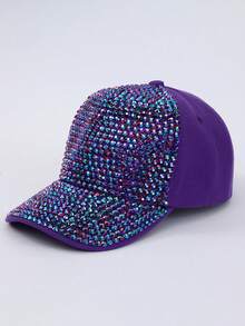 1 件女式水晶铆钉棒球帽，可调节休闲弧形帽檐按扣帽，男女通用户外太阳帽，时尚街头服饰，适合日常 - 彩色 - 查看 13