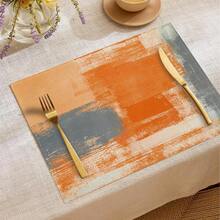 1 szt./4 szt./6 szt. dekoracyjne podkładki, kolorowe akwarelowe lniane podkładki, odporne na plamy podkładki jadalne odpowiednie do domu, restauracji, dekoracji stołu jadalnego, artykułów gospodarstwa domowego - Wielokolorowe - Zobacz 13