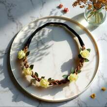 Halloween Decoration Garland, Handmade Simulation Flower Wreath Seaside Vacation Wreath, Girl's Flower Wreath Headwear, Multiple Colors To Choose From, Including Red, Pink, And Blue Flower Garlands, Wreath Fake/Artificial Flower, Bride's Flower Wreath Headwear, Bohemian Hair Accessories, Forest Style Decorations, Super Fairy Korean Sweet Accessories,