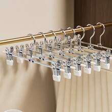 10pcs Metal Pants Hangers With Adjustable Clips, Non-Slip Multipurpose Organizer, Space-Saving, Suitable For Pants, Skirts, Jeans, Coats, Wardrobe And Retail Display