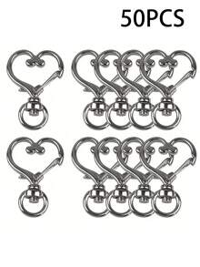 10/20/50PCS Heart-Shaped Keychain Rotating Lobster Keyring, Couple Keychain, Alloy Material, With Rotating Hook, For Christmas Festival, Love Decoration - Heart Shaped Keychain - View 8
