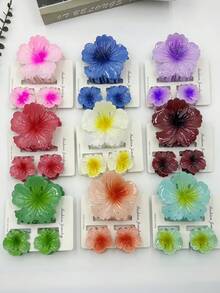 3个/12个/18个/39个装 花卉图案 ABS 塑料发夹，适合居家、学校、海滩、办公室、派对、生日、返校、旅行、度假等场合，甜美发夹，四季皆宜，发爪夹，发夹，发卡，发夹，发卡，花朵发夹，夏季发饰 - 彩色 - 查看 19