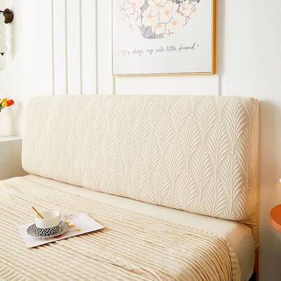 1pc Headboard Cover, Leaf Pattern, Jacquard Weave, High Elasticity, Anti-Dirty, Soft & Skin-Friendly, Bedroom Headboard Protector, Fits Headboard Size 1.2M/1.5M/1.8M/2.0M/2.2M