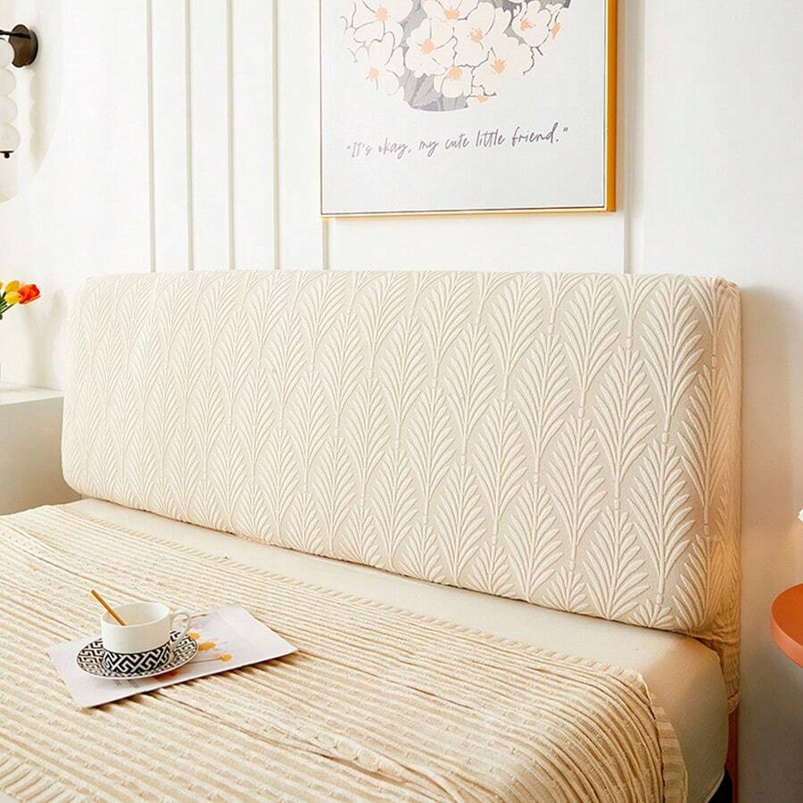 1 tấm bọc đầu giường, họa tiết lá, dệt jacquard, độ đàn hồi cao, chống bẩn, mềm mại và thân thiện với da, tấm bảo vệ đầu giường phòng ngủ, phù hợp với kích thước đầu giường 1,2M/1,5M/1,8M/2,0M/2,2M - Màu xám đen - Xem 1