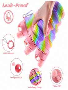 1pc Silicone Collapsible Water Bottle With Carabiner, Reusable Leakproof Cup, Sports Water Bottle, Valentine's Day Gift, Suitable For Outdoor Activities, Travel And Party - Foldable Silicone Water Cup, Camouflage Sports Water Bottle, Summer Sports Silicone Water Cup, Suitable For Outdoor Travel And Fitness - Multicolor - View 4