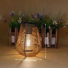 1 件太阳能藤条灯 - 家庭、餐厅、咖啡厅和茶馆装饰、太阳能吊灯花园装饰、户外装饰灯、手工藤条灯罩太阳能灯、客厅、书房、旅馆、餐厅、咖啡厅 - 手工纹理灯饰，适用于万圣节、圣诞节、婚礼等氛围装饰和礼物 - 彩色 - 查看 12