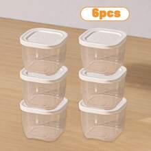 6/8pcs Reusable Small Frozen Food Storage Containers, Stackable Sealed Spice Jars Set, Refrigerator Replacement Storage Boxes, Durable Food Sealing Containers For Spices, Herbs And Condiments, Ideal For Fridge Organization, Kitchen Storage, And Outdoor Camping