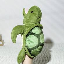 学龄前儿童老虎、狮子、猴子、大象、鳄鱼、小丑鱼、青蛙、狼、乌龟动物手偶，嘴巴可动，镇静玩具