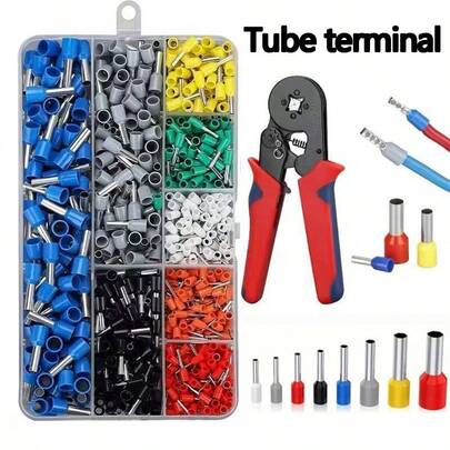AWG 22-10 电线端子套件，绝缘环连接器组合套件，适用于工业用途，8 种 AWG 22-7 连接器，针式端子组合，铜压接绝缘线端端子