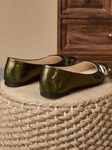 Women's Pointed Toe Casual Flats, Spring/Summer Military Green Color, Suitable For Party, Daily Wear, Outdoors, Versatile - Army Green - View 6