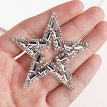 4pcs Hollow Star Rhinestones Patches, Shiny Crystal Sticker Appliques For Garment Repair, Jeans, Bags, Hats, DIY, Peel And Stick
