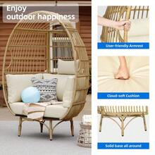Swivel Outdoor Lounge Chair Oversized Rotating Egg Chair With Cushions Beige - gray(rockerchair) - View 9