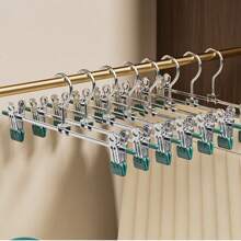 10pcs Metal Pants Hangers With Adjustable Clips, Non-Slip Multipurpose Organizer, Space-Saving, Suitable For Pants, Skirts, Jeans, Coats, Wardrobe And Retail Display