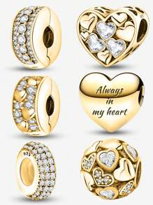 1Pc Fashionable Sparkling Rhinestone Beads For Women Bracelets Bangles DIY Jewelry Making And Daily Outfit Matching Jewelry Decoration For Girls