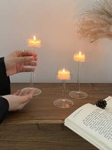 CMYD Studio 1pc Glass Candle Holder, Nordic Style Romantic Candlelight Dinner High Stem Candle Holder, Wedding Hotel Restaurant Candle Decor, Party Candle Holder, Great Gift, Suitable For Home, Party, Restaurant