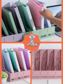 Desktop Organizer Document File Holder Rack, High Capacity Storage For Files, Papers, Stationery Office Supplies