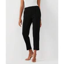 Local Shipping- Straight Leg Classic Fit, Cropped Work Slacks,Women's 25.5" Petite Easy Pull-On Pants With Stretch Crepe Fabric, - Black - View 1
