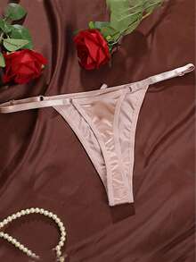 3 件女士缎面可调节内裤，性感低腰蝴蝶结丁字裤内裤 - 彩色 - 查看 7