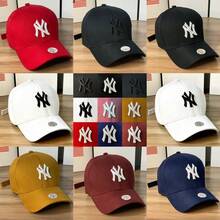 New York Curved Brim Cap For Men And Women In All Colors - Red and White - View 2