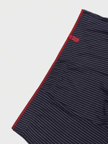 4 件男士简约休闲条纹平角内裤，舒适透气针织面料，适合跑步、锻炼、健身运动短裤