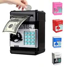 TEMI Electronic Password Piggy Bank, Automatic Money Box, Toilet Paper Currency Cash Dollar Savings Box, ATM Coin Jar, Popular Gift For Birthdays, Halloween, Christmas, Suitable For Boys And Girls / Dedicated Large Electronic Currency Coin Savings Jar With Password Protection Feature. - Black - View 5