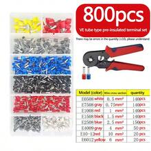 AWG 22-10 电线端子套件，绝缘环连接器组合套件，适用于工业用途，8 种 AWG 22-7 连接器，针式端子组合，铜压接绝缘线端端子