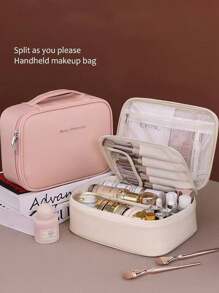 1 pieza Bolsa de maquillaje multifuncional para viaje, organizador de brochas de maquillaje, bolsa de aseo de baño, bolsa de cosméticos, bolso, bolsa de lavado colgante, bolsa de datos, bolsa de equipaje, almacenamiento de productos para el cuidado de la piel, adecuada para lápiz labial, brochas de maquillaje, bolígrafos de maquillaje, sombras de ojos, espejo, delineador, brillo de labios, cuidado de la piel, cepillo de dientes, vaso para cepillo de dientes, jabón, champú, peine, reloj, teléfono, collar, joyería, productos digitales, almacenamiento