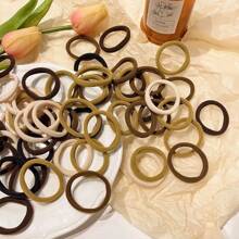200pcs/100pcs All-Match Black, White, Khaki, Brown, Dark Coffee Random Mixed High Elastic No Damage Hair Band Scrunchies, Fashionable Versatile Elegant Minimalist Hair Accessories Suitable For Daily Outing, Casual, Party, Commute, Vacation, Face Washing, Bathing, Makeup, Hairstyling