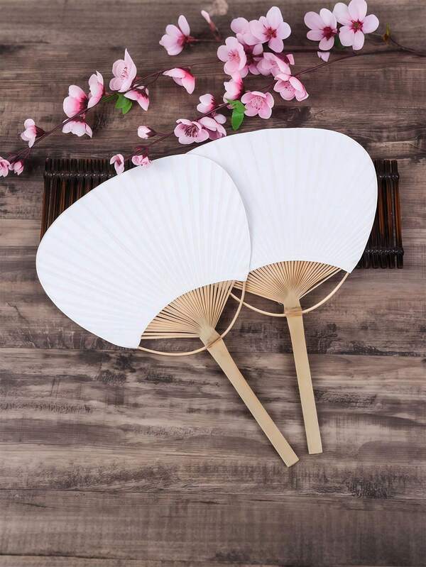 Abanico de boda 1 pieza, hoja de bambú, mango de bambú puro blanco DIY, abanico blanco en blanco para caligrafía y pintura, abanico de mano de verano, regalo de vacaciones, regalo pintado a mano para refrescarse en verano, playa, viaje