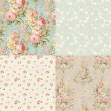 花卉图案纸，清新可爱的材料，学校用品，返校