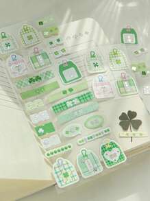 1pc/2pcs Random Luck Green Clover Foil Cut Decorative Sticker For DIY Scrapbooking, Card Making, Bullet Journal,School Supplies,Back To School