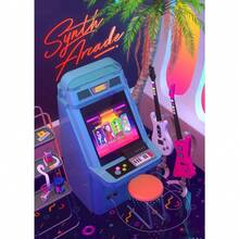 1PC Optional Frame Neon Synthwave Arcade Zone Dream Posters Canvas Painting Game Playroom Wall Art Picture For Cafe Club Room Home Decoration Reusable Frame ,Wall Art With Frame - Multicolor - View 57
