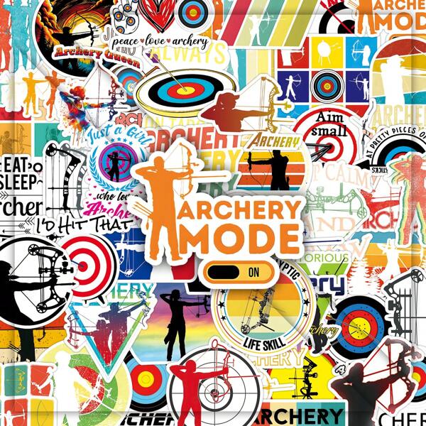 50pcs Archery Sports Graffiti Creative Athletic Decor Stickers For Cabinet, Wall, Fridge, Album DIY Room Decor Home Decor Wall Decor Personalized Wall Stickers