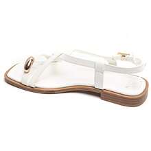 Western Style Flat Sandals With Crescent-Shaped Straps And Decorative Buckles - WHITE-2278 - View 3