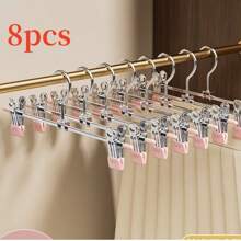 10pcs Metal Pants Hangers With Adjustable Clips, Non-Slip Multipurpose Organizer, Space-Saving, Suitable For Pants, Skirts, Jeans, Coats, Wardrobe And Retail Display