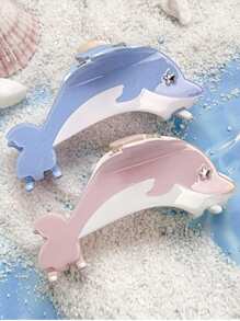 Ocean Series Summer Dolphin Embellished Shiny Acetate Claw Clips, Hair Claw Hair Clips For Updo Hair Jaw Clip Hair Clamps Hair Clutch Hair Catcher Clip
