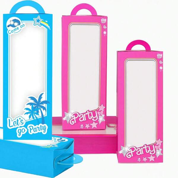 6pcs/12pcs Bar-Bi Pink Party Favor Box, Pink Princess Gift Box, Blue Prince Gift Box, Party Favor Bag, Bachelorette Birthday Party Decorations