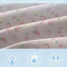 1pc Cartoon Cute Rabbit, Plant, Fruit Strawberry Bunny Pattern Brushed Fitted Sheet, Bedroom Printed Bed Cover, Mattress Cover, Bedding Set (Pillow Case Not Included) - Multicolor - View 5