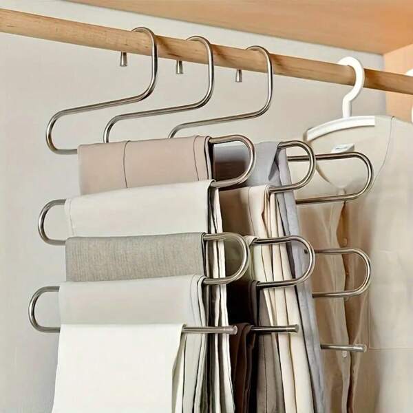 5pcs 5-Layer Multifunctional Storage Rack – Pants Hanger & Wardrobe Organizer For Hanging Pants, Towels, Scarves, Ties & More. Perfect For Home, Bedroom, Bathroom & Kitchen Organization & Storage. Great For Room Decor, Home Decor & Space-Saving Solutions