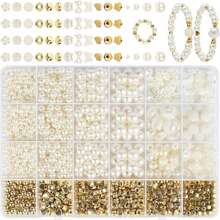 1000pcs White Mixed Acrylic Pearl Polished Loose Beads Set Elegant For DIY Jewelry Decors Handmade Craft Jewelry Making Supplies,Valentine's Day Gift