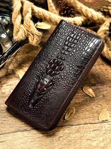 Women's Long Wallet, Crocodile Embossed Genuine Leather, Fashion Multi-Card Slot Clutch, Top Grain Leather Purse, Large Capacity Leather Card Case, Leather Clutch Wristlet For Men Wallet Mini Wallet Purse Wallet