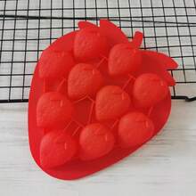 1pc Silicone Strawberry Shaped Ice Cube Tray, Chocolate Mold, Pudding, Jelly, Candy Mold, Whiskey Ice Cube Tray, Frozen Cocktail Whiskey Ice Cube Tray, Kitchen Accessory, Apartment Essential, Party Supplies - Multicolor - View 9