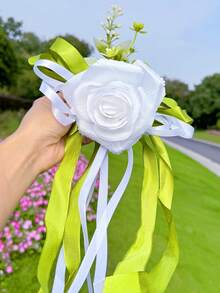 1PC Rose Rearview Mirror Flower Present Ribbon Light House Decorations For Home Artificial Flower Decorations Wedding Car Bride Props Artificial Rose Flower Swag Halloween Valentine's Day Valentines - Multicolor - View 19