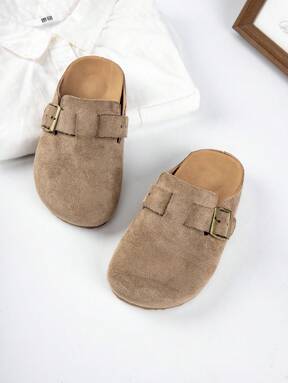 Cork Thick Sole Mule Slippers, Retro Casual Open Toe Sandals For Summer, Student Slides