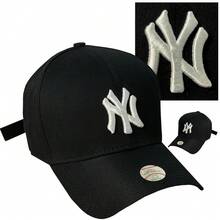 New York Curved Brim Cap For Men And Women In All Colors - Đen và trắng - Xem 1