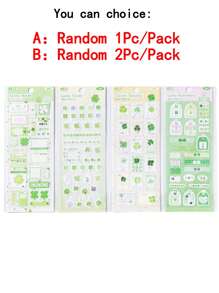 1pc/2pcs Random Luck Green Clover Foil Cut Decorative Sticker For DIY Scrapbooking, Card Making, Bullet Journal,School Supplies,Back To School
